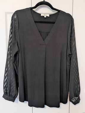 Beacon Apparel Long Sleeve Blouse, Size Large Black